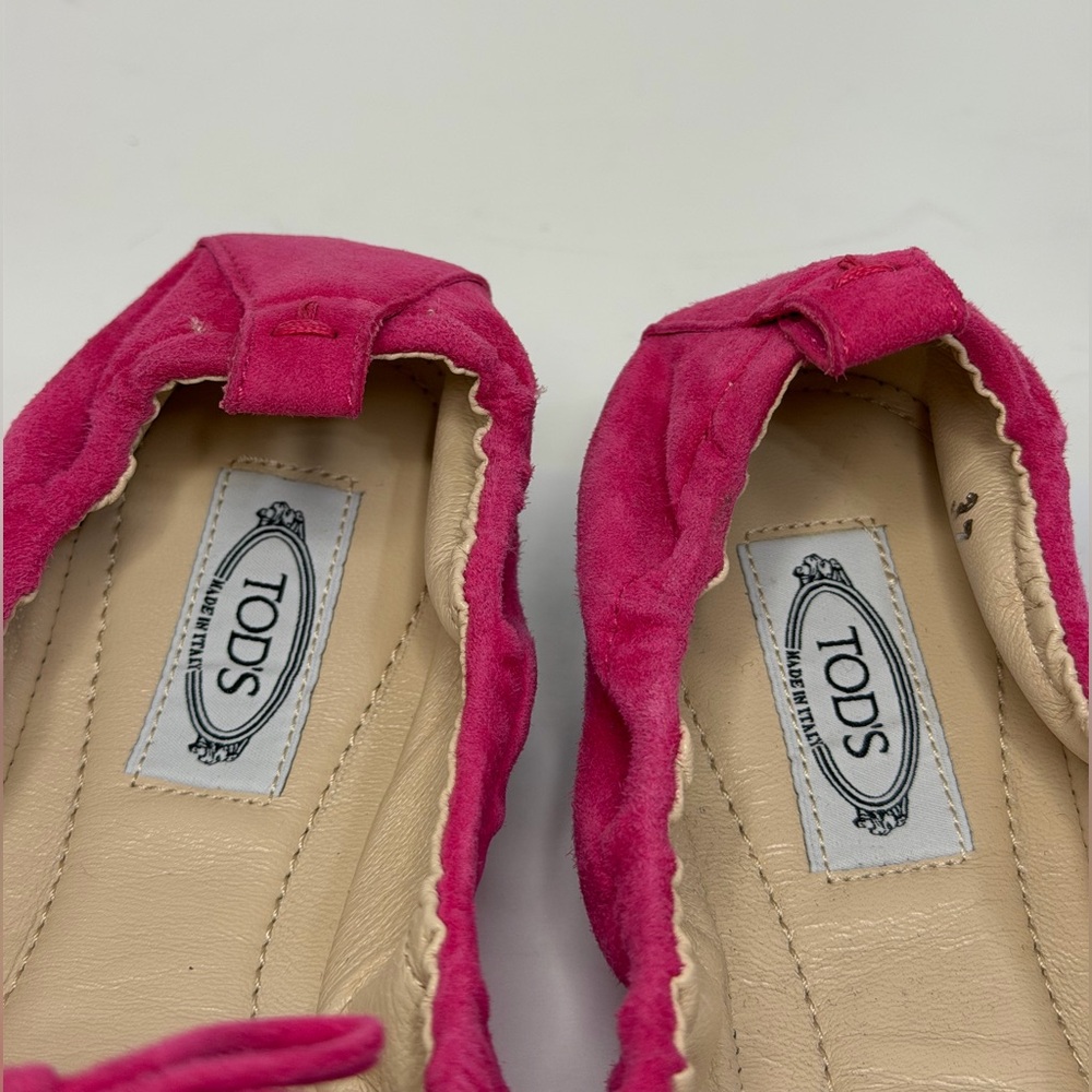 Tod's Gommino Bright Pink Suede Ballet Flat NEW never worn - Picture 13 of 16